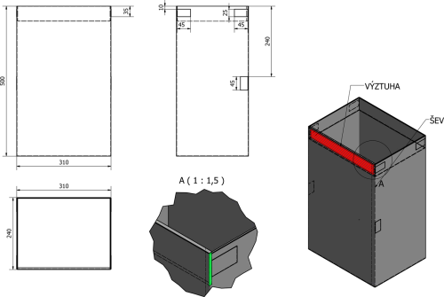 Sapho Prádelní koš do skříně 310x500x230mm, suchý zip, černá UPK350B