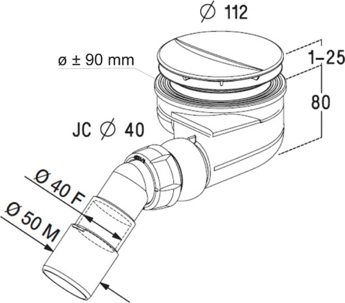 Aliaxis Česká republika s.r.o. Sifon pro sprchové vaničky Turboflow 1, ø 90 mm, bílá PR6041C (0205240)