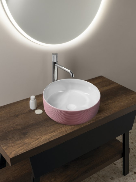 Sapho ARDEA keramické umyvadlo na desku, Ø 41cm, růžová AR041