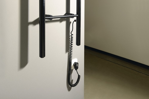 Sapho KARBO elektrický sušák ručníků, kulatý, 400x1120mm, 87 W, černá mat KB904