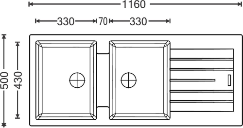 Granitový dřez Sinks PERFECTO 1160 DUO Metalblack ACRPE1160500274