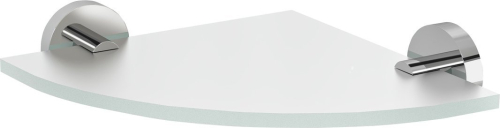 Sapho X-ROUND skleněná police rohová, čtvrtkruhová 200x200mm, chrom/mléčné sklo XR009-01
