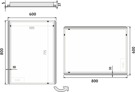 Nimco OBDELNÍKOVÁ - OBLÉ ROHY LED zrcadlo 600x800 ZP 17002