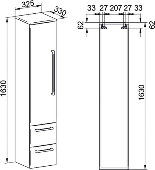Mereo Bino, koupelnová skříňka vysoká 163 cm, pravá, dub Arlington CN628