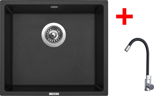 Granitový dřez Sinks FRAME 457 Granblack + Elasta nerez/černá G21330
