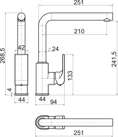 Novaservis Dřezová baterie SHARP chrom 37713,0