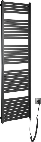 Aqualine TONDI-E elektrické otopné těleso rovné 450x1690 mm, 600 W, černá mat DE446T