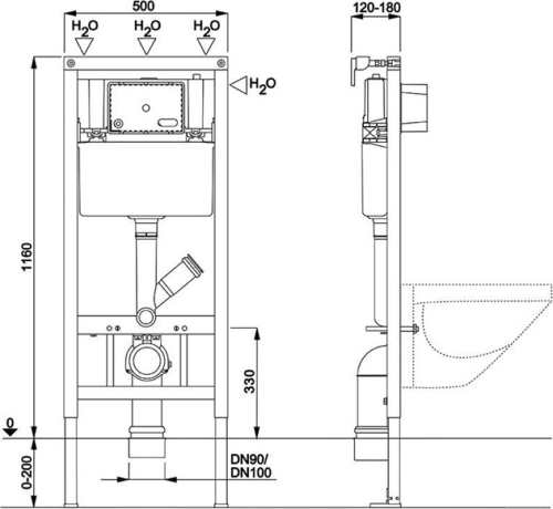 Mereo WC modul pro suchou instalaci, pro sádrokarton MM02