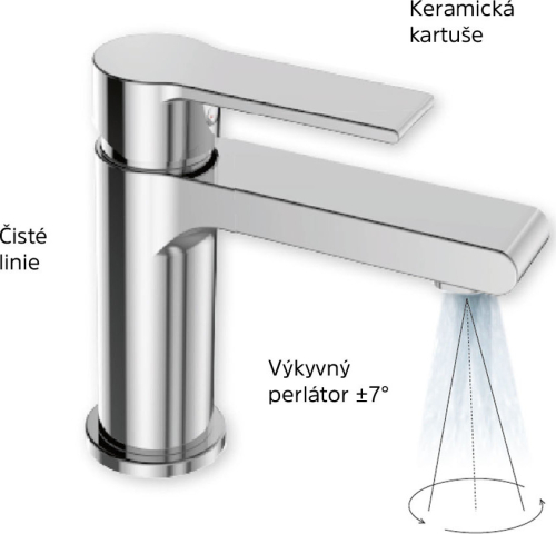 Mereo Umyvadlová stojánková baterie, Dita, bez výpusti, chrom CBE10101D