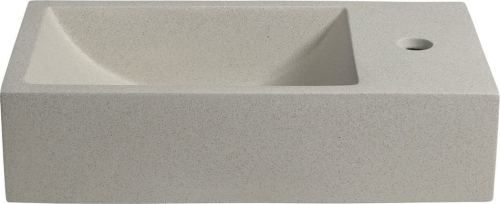 Sapho CREST R betonové umývátko, nástěnné, včetně výpusti, 40x22cm, bílý pískovec AR413