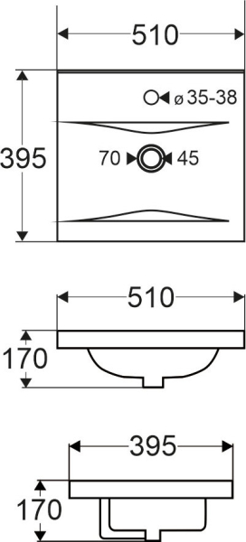 Mereo Vigo, koupelnová skříňka s keramickým umyvadlem 51 cm, dub Riviera CN320