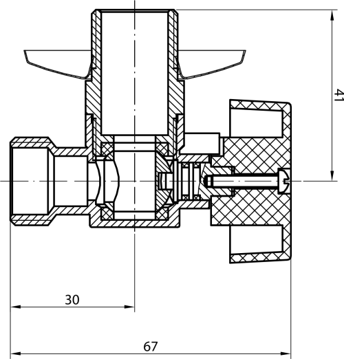 Aqualine Pračkový kulový ventil se zpětným ventilem 1/2"x3/4" - L, chrom 5310