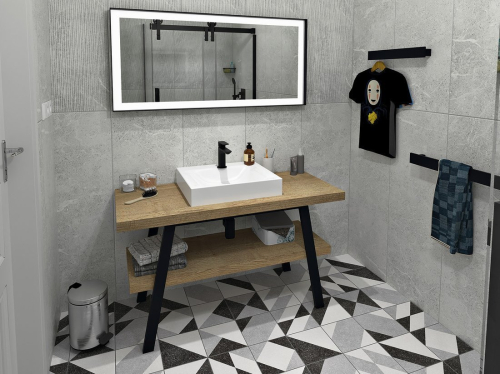 Sapho TWIGA umyvadlový stolek 130x72x50 cm, černá mat/dub Rover VC453-130-4
