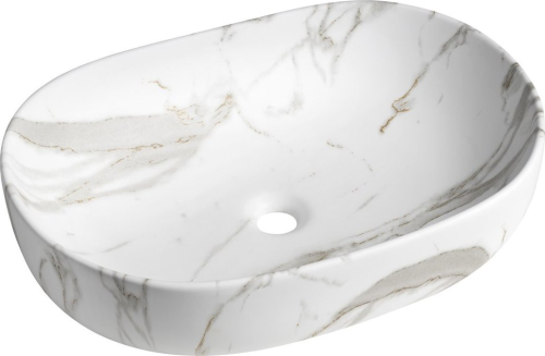 Sapho CALEO keramické umyvadlo na desku, 60x42cm, bianco carrara CA590BC