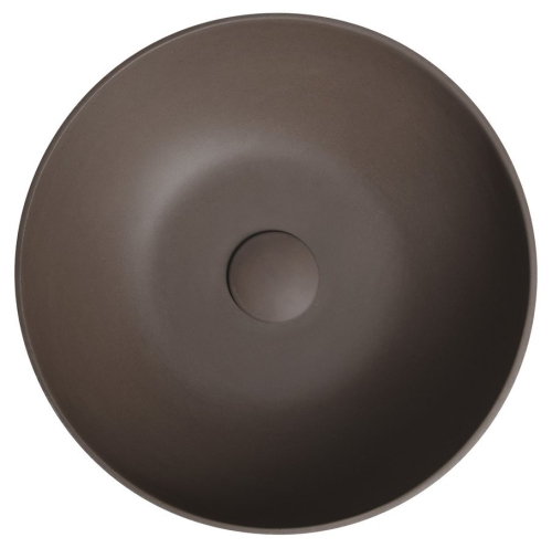 Sapho FORMIGO betonové umyvadlo na desku, včetně výpusti, Ø 39cm, tmavě hnědá FG034