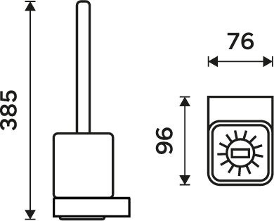 Nimco NIKAU černá Toaletní WC kartáč s hranatou rukojetí NKC 30094KN-HR-90