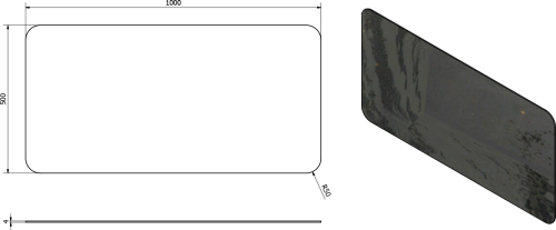 Sapho ISHAPE zrcadlo s broušenou hranou 100x50cm, zakulacené rohy, CU free AG510