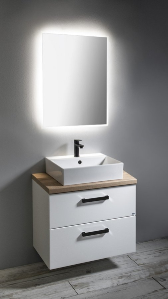 Aqualine VEGA sestava koupelnového nábytku, š. 82, 5 cm, bílá/dub platin VG083-01