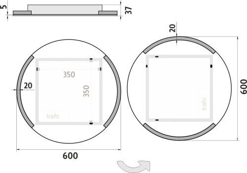 Nimco KULATÁ ZRCADLA Kulaté LED zrcadlo pr. 600 ZP 16000R