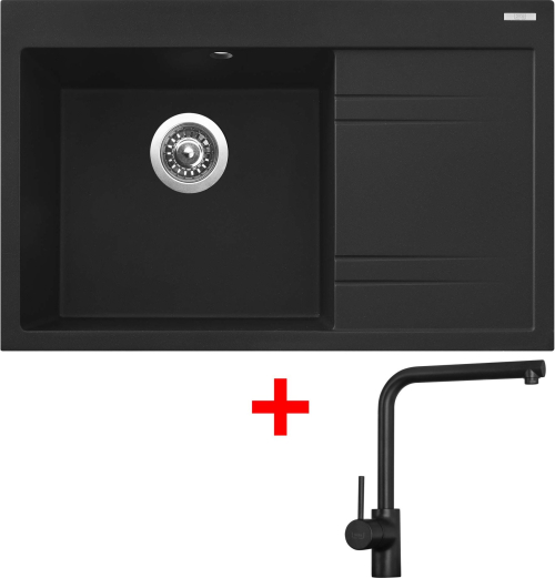 Granitový dřez Sinks RIM 780 L Metalblack + Elka černá matná G5574