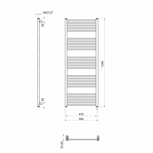 Sapho METRO-E elektrické otopné těleso rovné 500x1340 mm, 500 W, černá mat ME513B