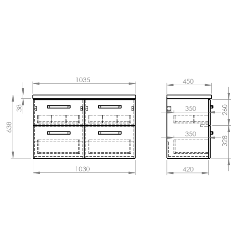 Aqualine VEGA sestava koupelnového nábytku, š. 104 cm, bílá/dub platin VG052-04