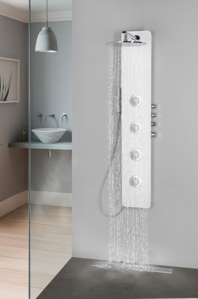 Polysan SPIRIT ROUND termostatický sprchový panel 250x1550mm, bílá 71151