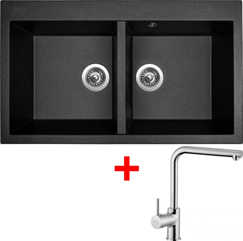 Granitový dřez Sinks AMANDA 860 DUO Metalblack+ELKA AM860D74ELCL