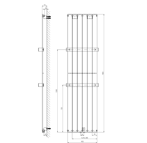 Sapho COLONNA otopné těleso 450x1800 mm, břidlice s texturou IR147