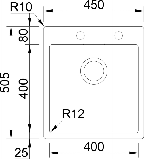 Nerezový dřez Sinks BOXER 450 RO 1,2mm RDBOK4505052RO