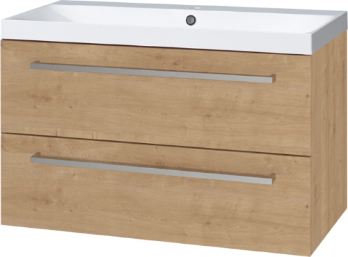 Mereo Bino, koupelnová skříňka s umyvadlem z litého mramoru 101 cm, dub Arlington CN622M