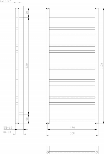 Sapho METRO DOS otopné těleso 500x1100 mm, bílá mat IR432T