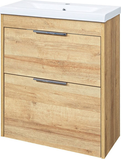 Mereo Vigo, koupelnová skříňka s keramickým umyvadlem 61 cm, dub Riviera CN321