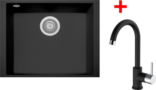 Granitový dřez Sinks CUBE 490U Nanoblack + MIX 35 Nanoblack G260N6