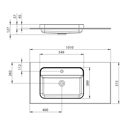 Sapho BRAHEA umyvadlo 101x51, 5cm, (80+20cm) levé, bílá mat BL101-80L
