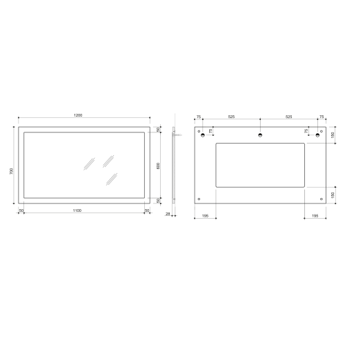 Sapho NIROX zrcadlo v rámu 120x70cm, bílá lesk NX127-3030