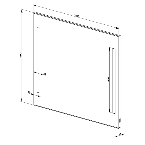 Aqualine Zrcadlo s LED osvětlením 100x80cm, kolébkový vypínač ATH7