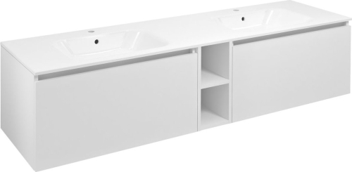 Sapho LOREA skříňka s dvojumyvadlem 161x46x51, 5cm (70+20+70cm), bílá mat LE070-3131-07