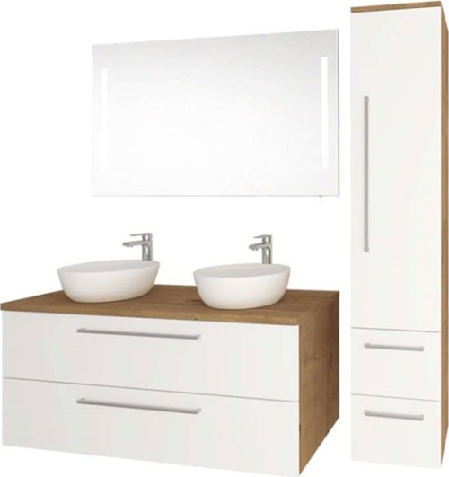 Mereo Bino, koupelnová skříňka 61 cm, bílá/dub CN670S