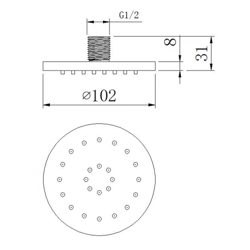 Sapho Pevná nástěnná sprška kulatá, chrom AQ741