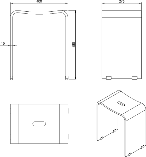 Ridder TRENDY koupelnová stolička 40x48x27, 5cm, čirá A211100