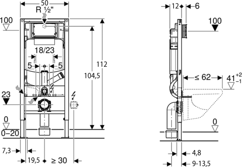 Geberit GEBERIT DUOFIX podomítková nádržka Sigma 12cm, pro odsávání zápachu 111.364.00.5