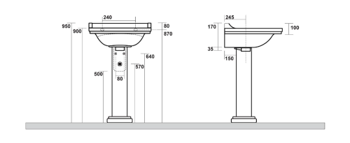Kerasan WALDORF universální keramický sloup k umyvadlům 60, 80 cm, bílá 417001