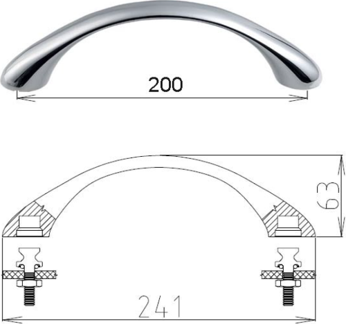 Polysan SYMMETRIC madlo do vany 240mm, chrom 250420