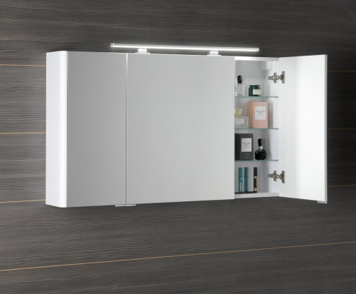 Sapho LUCIE galerka s LED osvětlením, 126x70x17cm, bílá LU125-0030