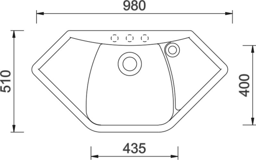 Granitový dřez Sinks NAIKY 980 Granblack TLNA98051030