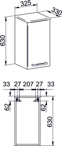 Mereo Bino koupelnová skříňka horní 63 cm, levá, Multidecor, Dub Wotan CN695DWOT