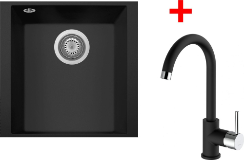 Granitový dřez Sinks CUBE 340U Nanoblack + MIX 35 Nanoblack G256N6