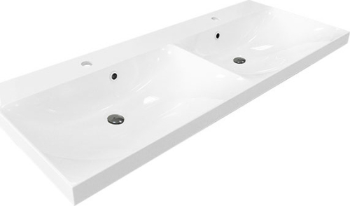 Mereo Mailo, koupelnová skříňka s umyvadlem z litého mramoru 121 cm, bílá, černé madlo CN513MB
