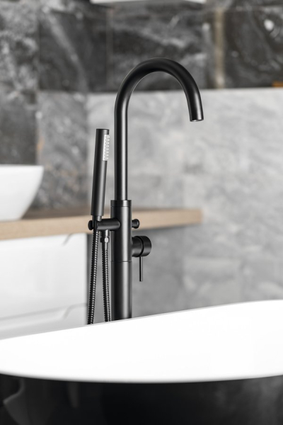 Aqualine CETO vanová baterie s připojením do podlahy, černá mat BV357B